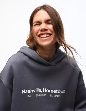 Printed Hood Sweatshirt with Hood – Tops and Bodysuits