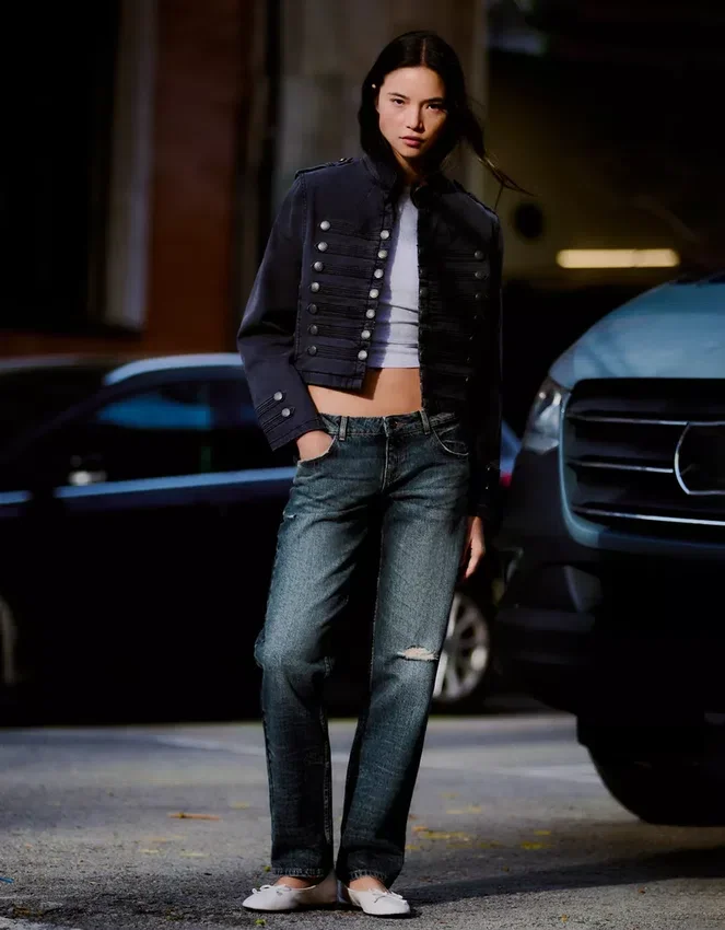 Ripped Low-Rise Straight-Leg Jeans Ripped Low-Rise Straight-Leg Jeans