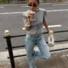 Ripped Low-Rise Straight-Leg Jeans Ripped Low-Rise Straight-Leg Jeans