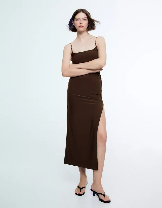 Ruched Strappy Midi Dress Ruched Strappy Midi Dress