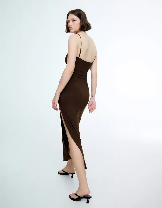 Ruched Strappy Midi Dress Ruched Strappy Midi Dress