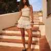 Ruffled Mini Skirt with Rhinestone Waistband Ruffled Mini Skirt with Rhinestone Waistband