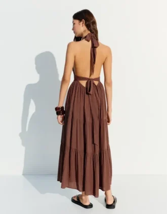 Rustic Halter Neck Long Dress