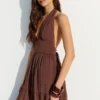 Rustic Halter Neck Long Dress