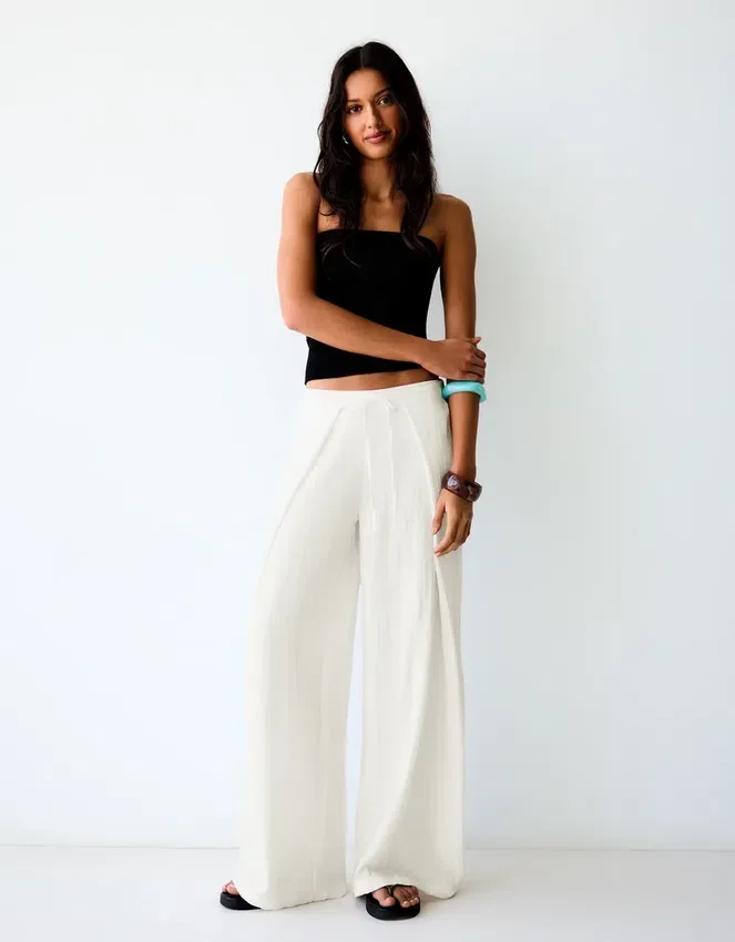 Rustic Wide-Leg Trousers with Pleats Rustic Wide-Leg Trousers with Pleats