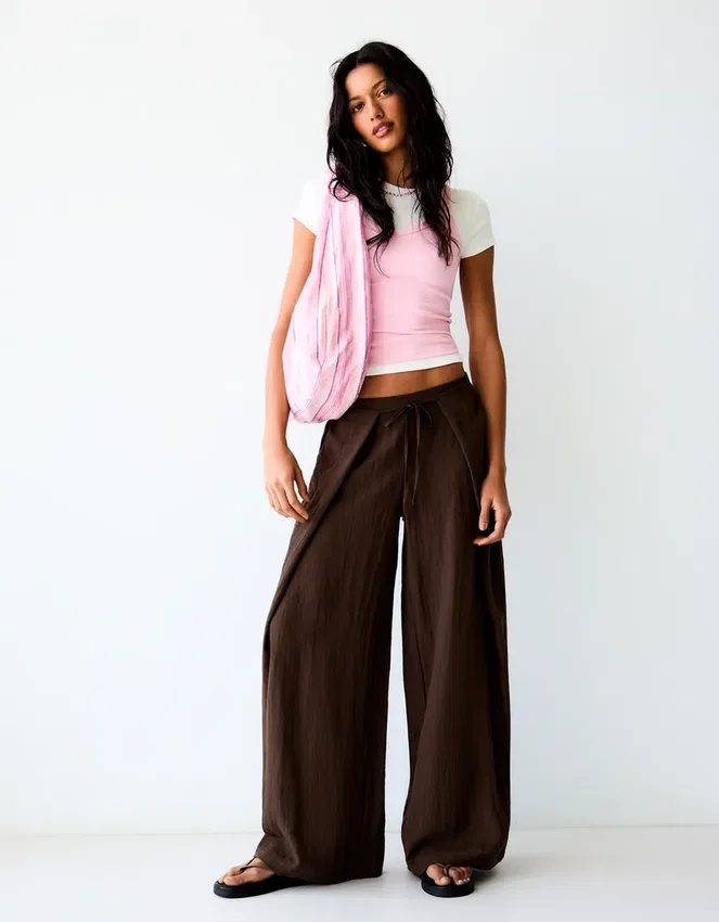 Rustic Wide-Leg Trousers with Pleats Rustic Wide-Leg Trousers with Pleats