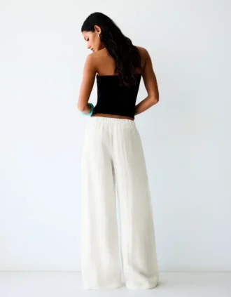 Rustic Wide-Leg Trousers with Pleats