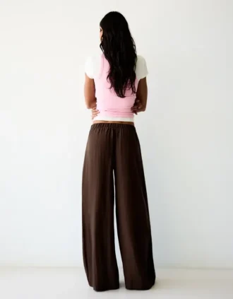 Rustic Wide-Leg Trousers with Pleats