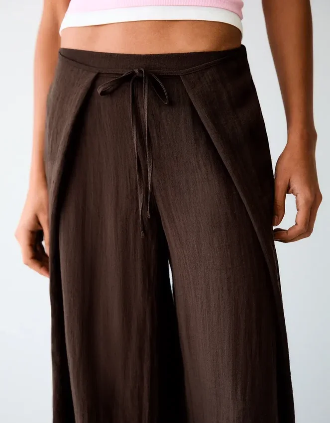 Rustic Wide-Leg Trousers with Pleats Rustic Wide-Leg Trousers with Pleats
