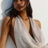 Sequinned Halter Mini Dress