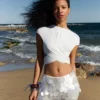 Sequinned Maxi Mini Skirt