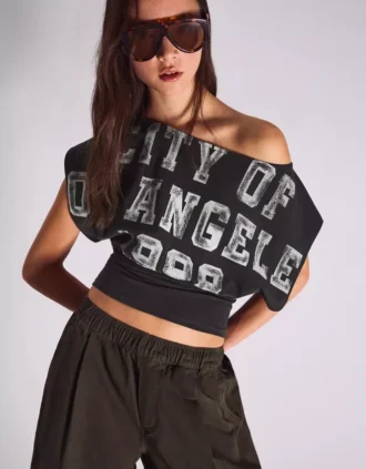 Short Sleeve Asymmetric Print T-Shirt