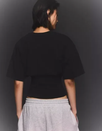 Short Sleeve Corset Waist T-Shirt