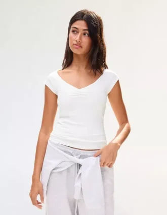 Short Sleeve T-Shirt with Gathering