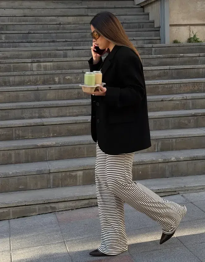 Straight-Leg Striped Print Trousers – Pants Straight-Leg Striped Print Trousers – Pants