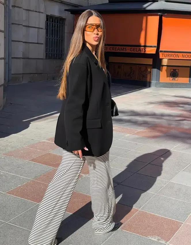 Straight-Leg Striped Print Trousers – Pants Straight-Leg Striped Print Trousers – Pants