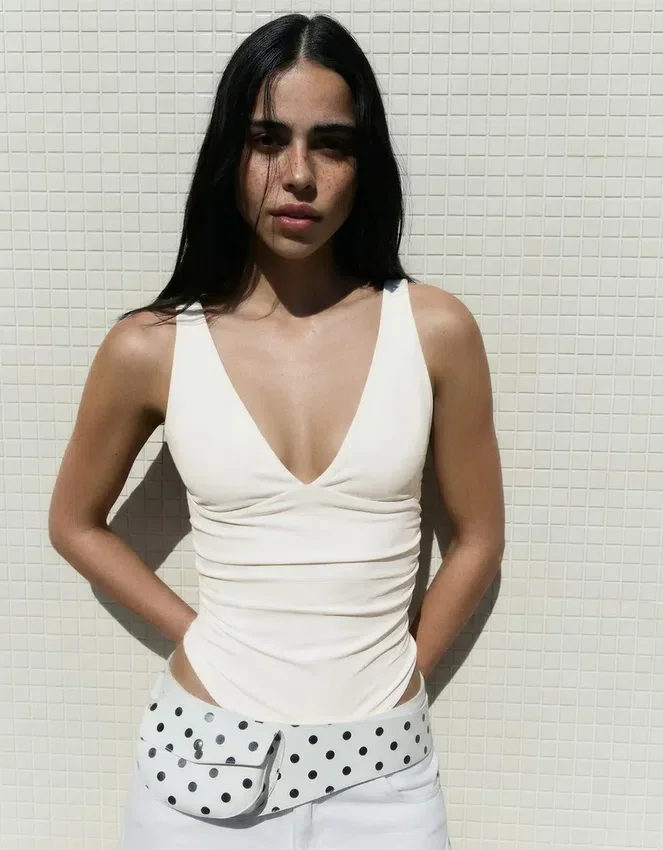 Strappy Shirred Bodysuit Strappy Shirred Bodysuit