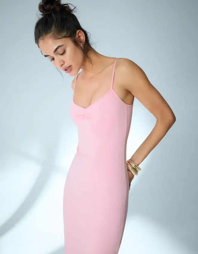 Strappy Shirred Midi Dress – Dresses and Jumpsuits Strappy Shirred Midi Dress – Dresses and Jumpsuits