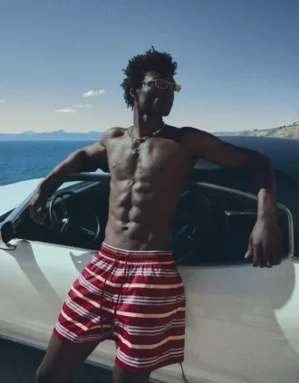 Striped Boxy Fit Swimming Trunks – Bershka Lovers