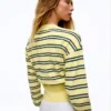 Striped Crew Neck Button-Up Jacket Striped Crew Neck Button-Up Jacket
