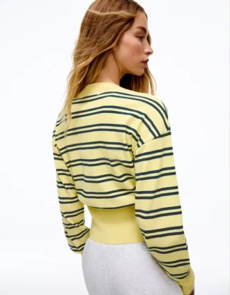 Striped Crew Neck Button-Up Jacket Striped Crew Neck Button-Up Jacket