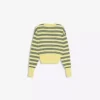 Striped Crew Neck Button-Up Jacket Striped Crew Neck Button-Up Jacket