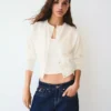 Striped Crew Neck Button-Up Jacket – Sweaters and Cardigans Striped Crew Neck Button-Up Jacket – Sweaters and Cardigans