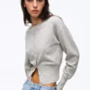 Striped Crew Neck Button-Up Jacket – Sweaters and Cardigans