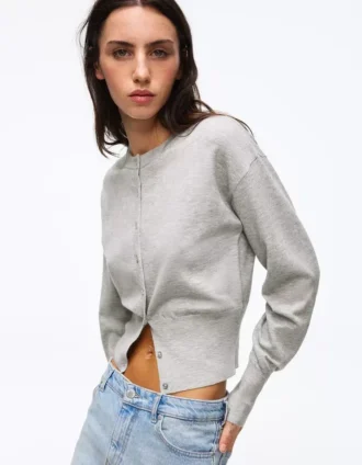 Striped Crew Neck Button-Up Jacket – Sweaters and Cardigans
