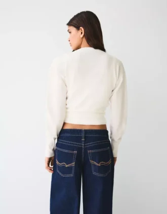 Striped Crew Neck Button-Up Jacket – Sweaters and Cardigans Striped Crew Neck Button-Up Jacket – Sweaters and Cardigans