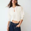 Striped Crew Neck Button-Up Jacket – Sweaters and Cardigans Striped Crew Neck Button-Up Jacket – Sweaters and Cardigans