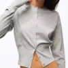 Striped Crew Neck Button-Up Jacket – Sweaters and Cardigans