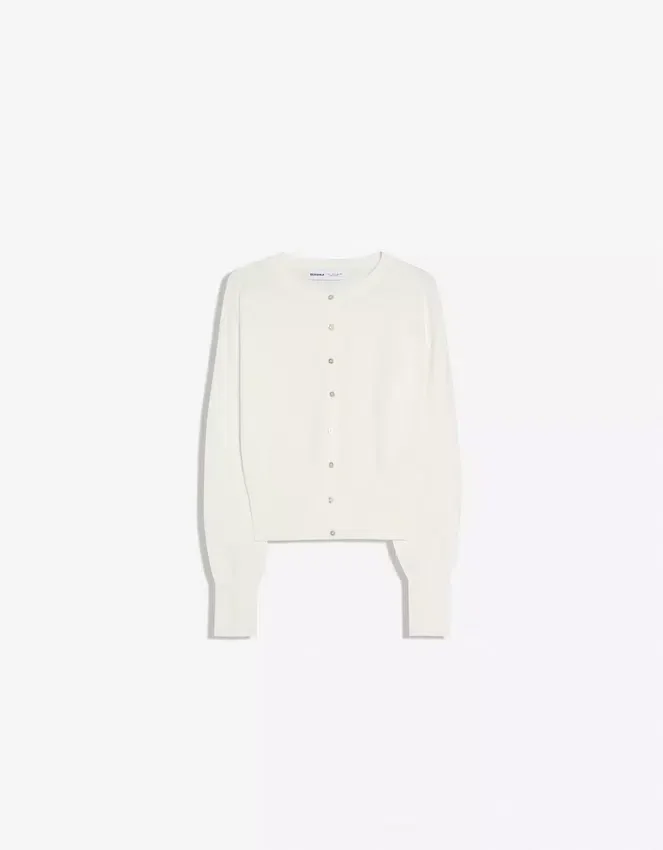 Striped Crew Neck Button-Up Jacket – Sweaters and Cardigans Striped Crew Neck Button-Up Jacket – Sweaters and Cardigans