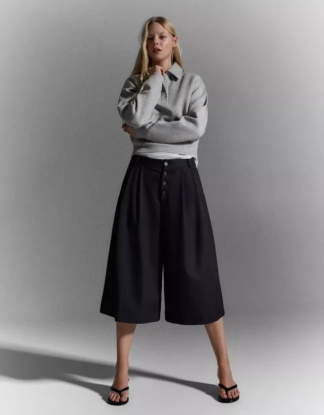 Striped Culottes Bermuda Shorts Striped Culottes Bermuda Shorts