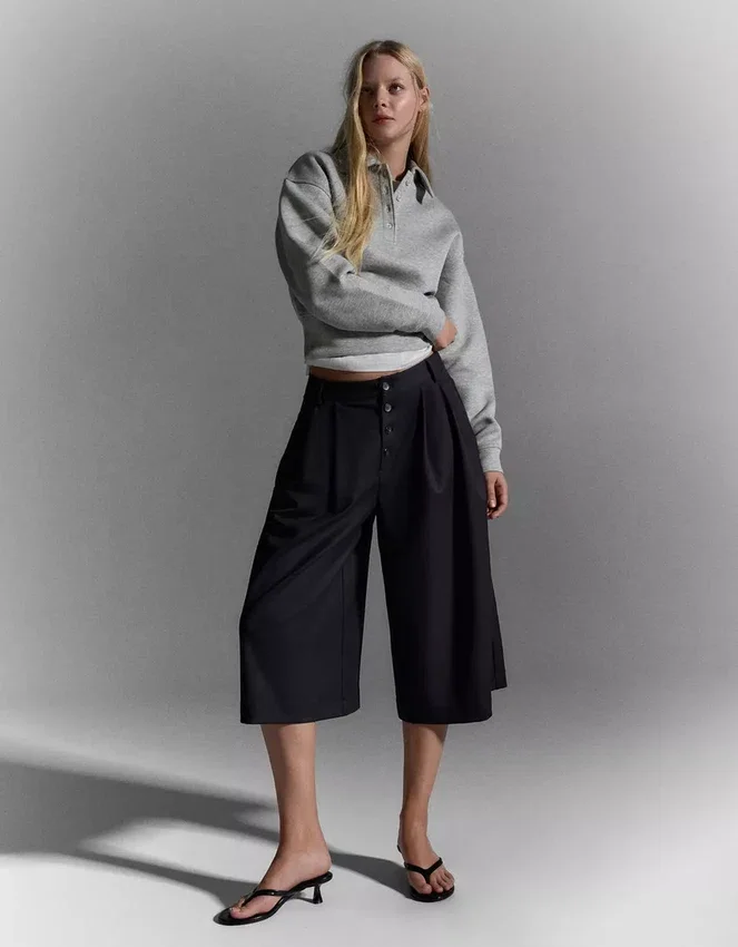 Striped Culottes Bermuda Shorts Striped Culottes Bermuda Shorts