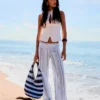 Striped Linen Blend Trousers Striped Linen Blend Trousers