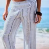Striped Linen Blend Trousers Striped Linen Blend Trousers