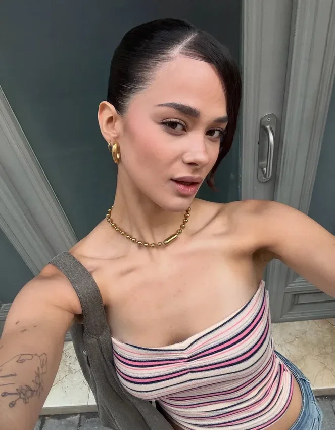 Striped Metallic Thread Bandeau Top Striped Metallic Thread Bandeau Top