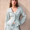 Striped Peplum Denim Jacket – Jackets and Trench