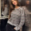 Striped Polo Collar Sweater Striped Polo Collar Sweater
