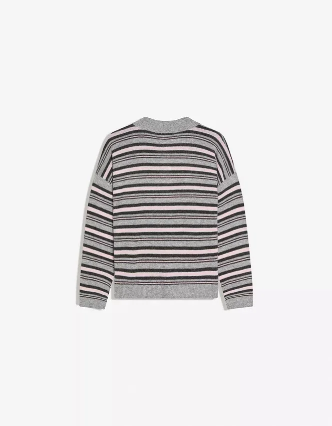 Striped Polo Collar Sweater Striped Polo Collar Sweater