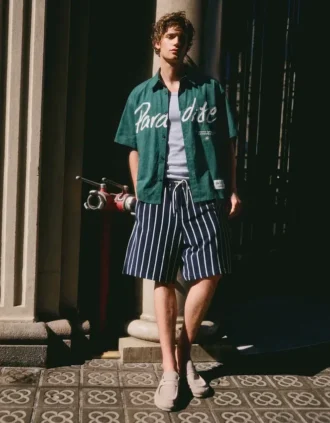 Striped Towel-Effect Bermuda Shorts – Bershka Lovers