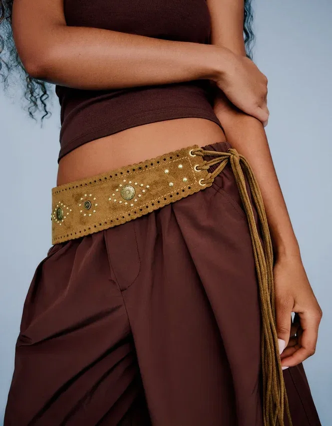Studded Faux Suede Belt – Tracksuit Studded Faux Suede Belt – Tracksuit