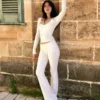 Technical Flared Trousers with Turn-Up Waist Technical Flared Trousers with Turn-Up Waist