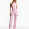 Technical Flared Trousers with Turn-Up Waist Technical Flared Trousers with Turn-Up Waist
