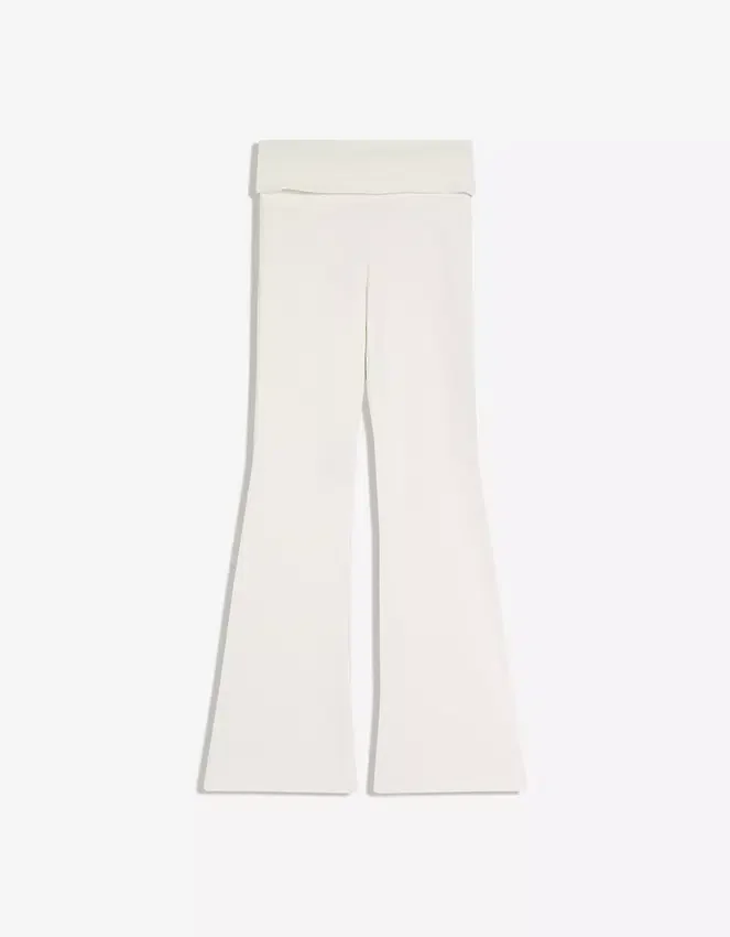 Technical Flared Trousers with Turn-Up Waist Technical Flared Trousers with Turn-Up Waist