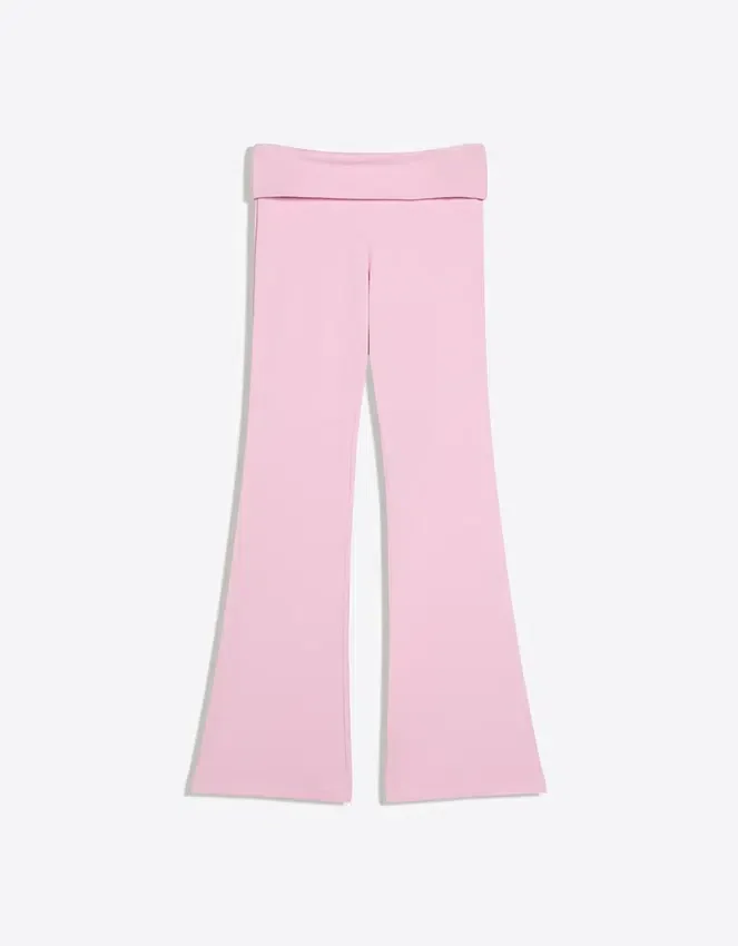 Technical Flared Trousers with Turn-Up Waist Technical Flared Trousers with Turn-Up Waist