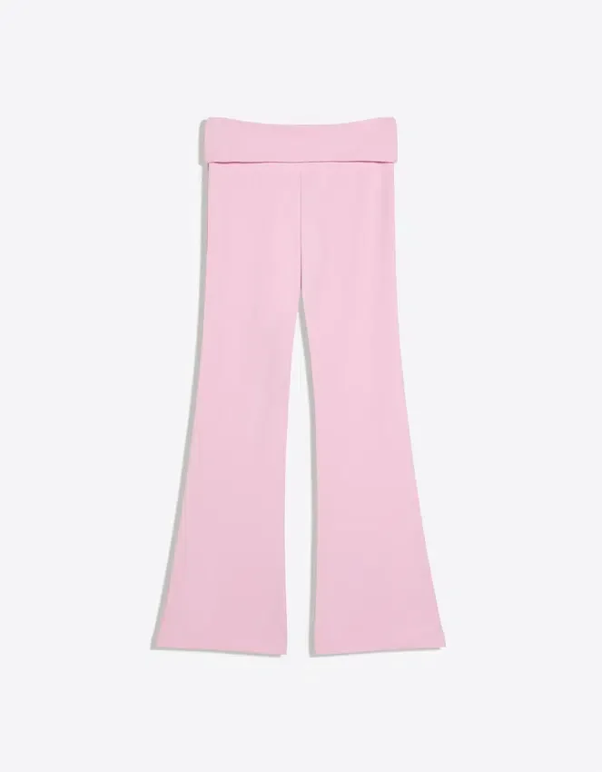 Technical Flared Trousers with Turn-Up Waist Technical Flared Trousers with Turn-Up Waist