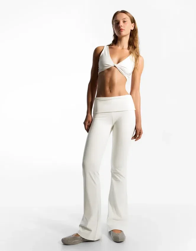 Technical Flared Trousers with Turn-Up Waist – Pants – Women Technical Flared Trousers with Turn-Up Waist – Pants – Women