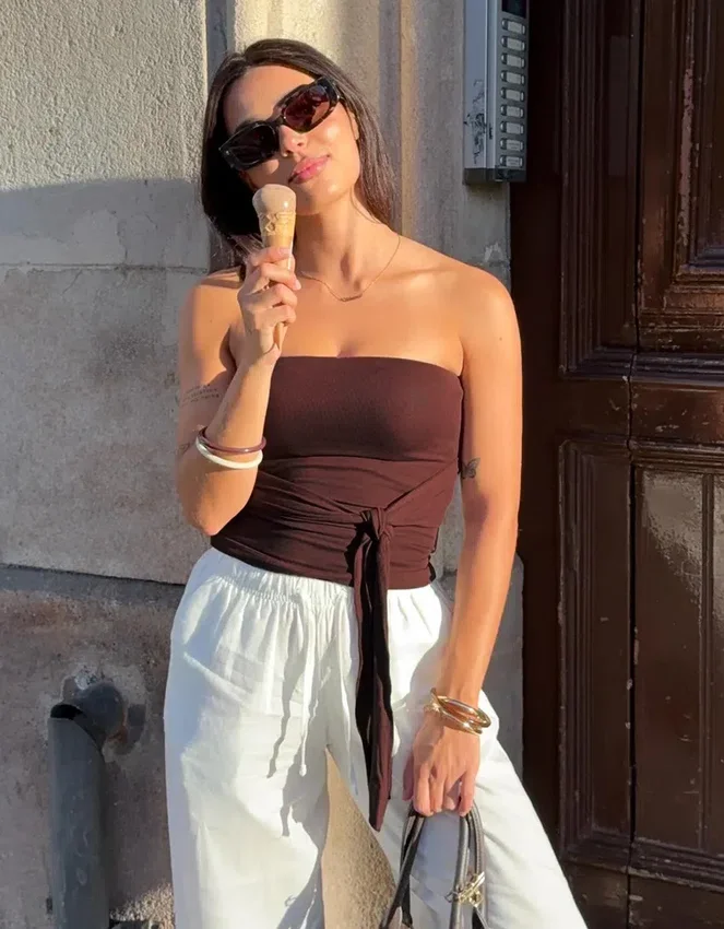 Tie-Front Bandeau Top – #Bershkastyle – Women Tie-Front Bandeau Top – #Bershkastyle – Women